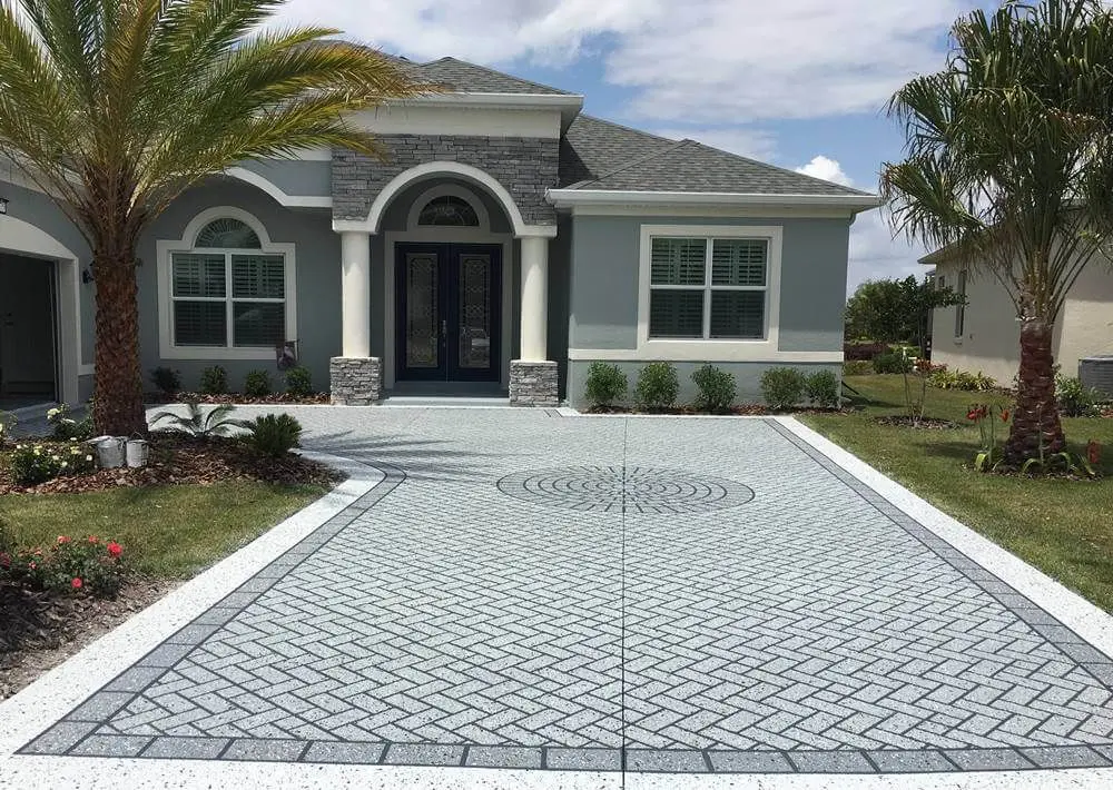 stenciled concrete driveway in Genoa, Nevada