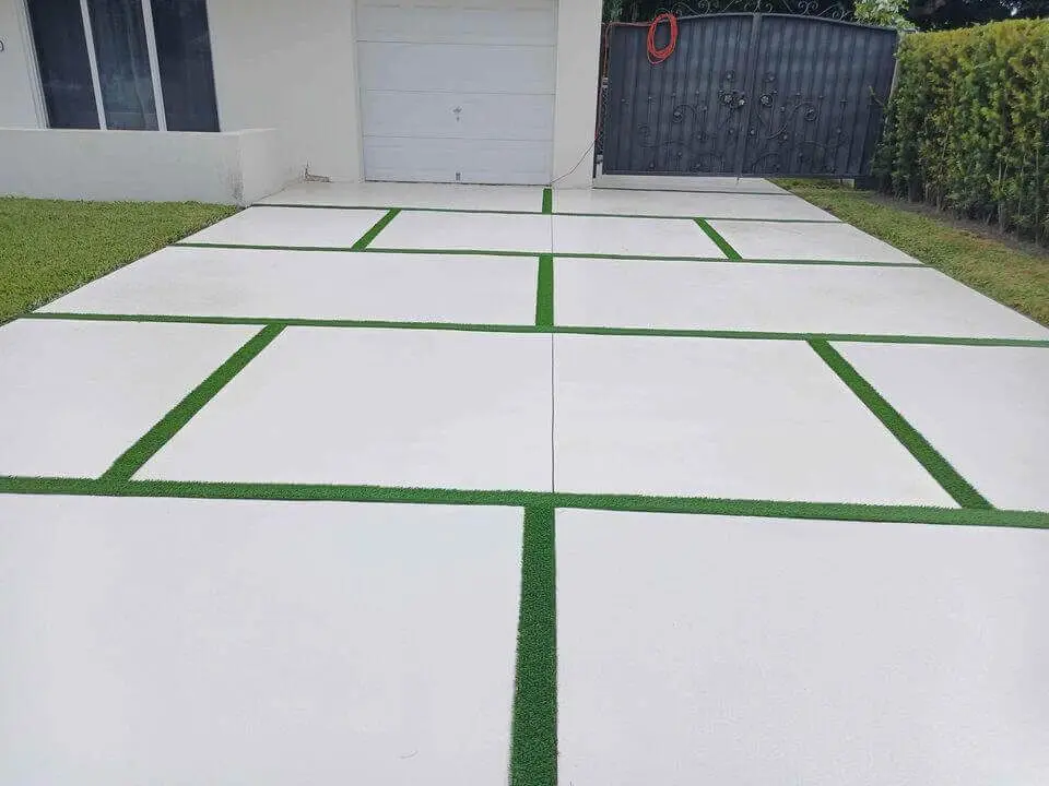 concrete and artificial grass driveway in Carson City, NV