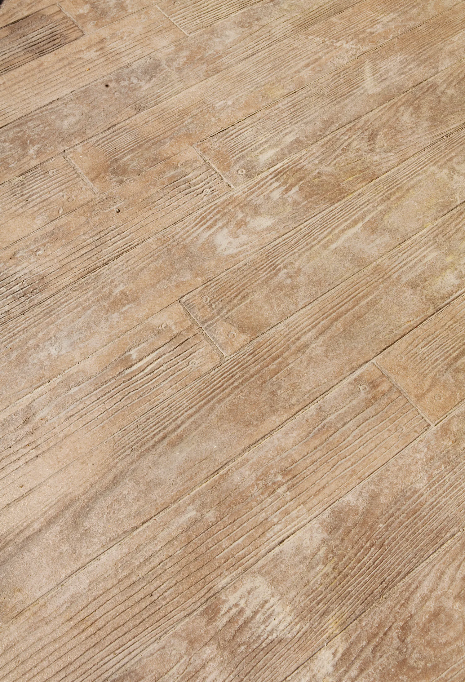 wood look stamped concrete close up